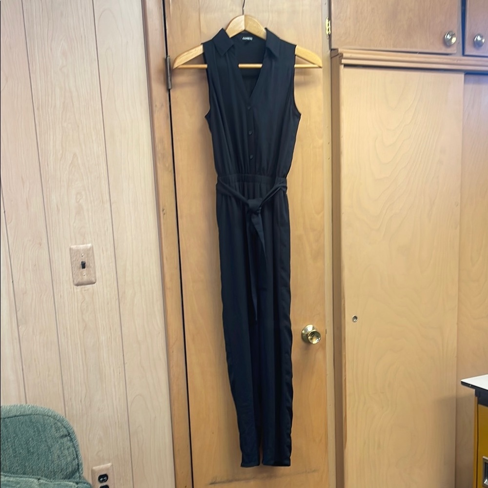 Express Black Button-Down Jumpsuit